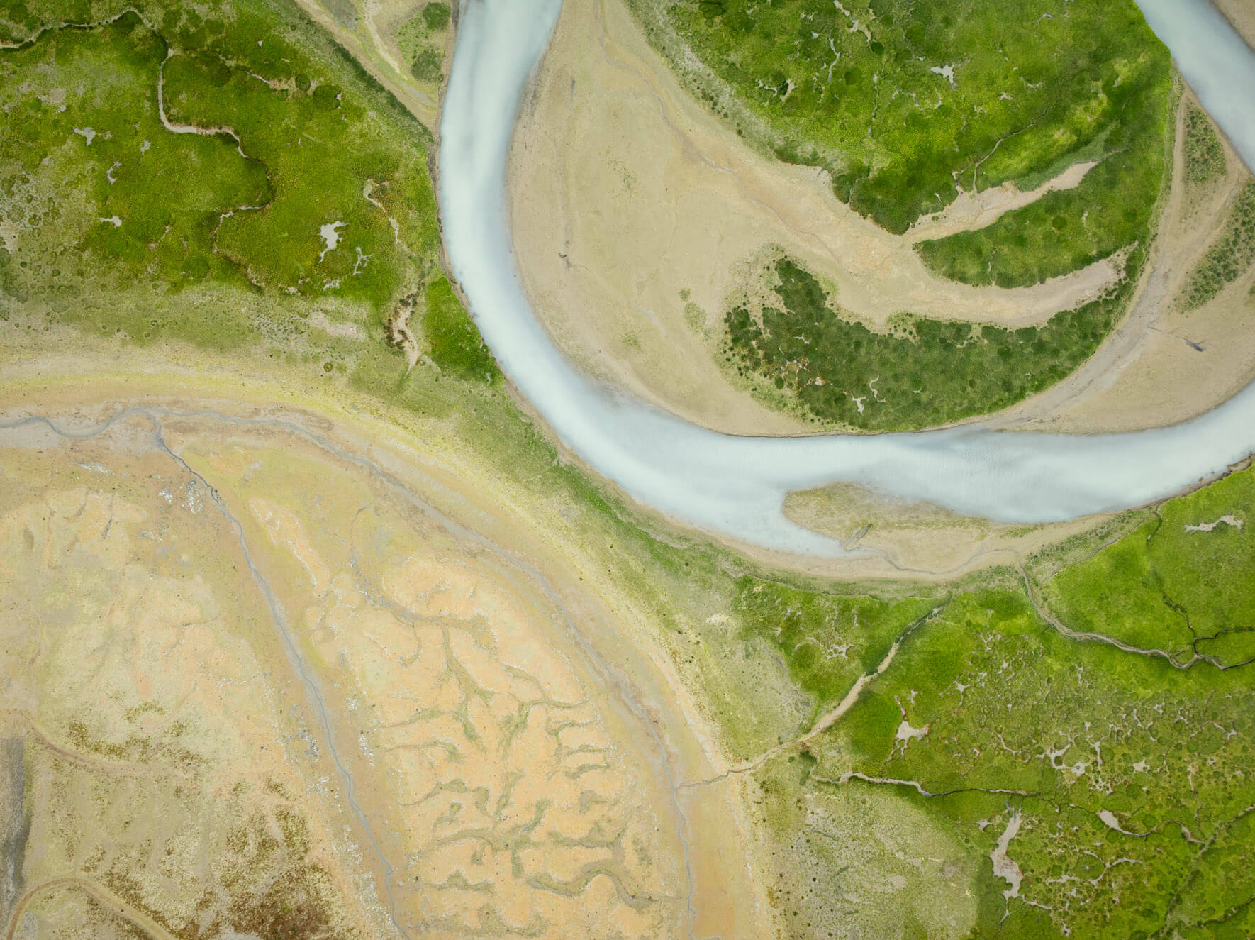 Kenai Peninsula’s intertidal zone from above, highlighting the ever-changing coastal patterns