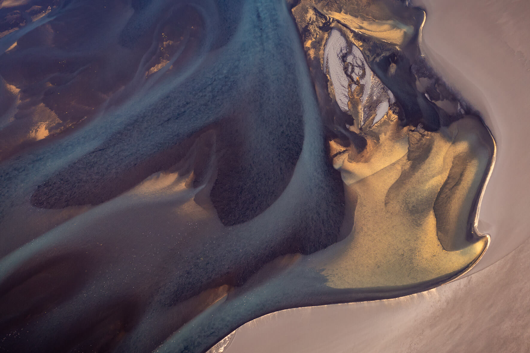 Aerial view of Iceland’s braided glacial rivers