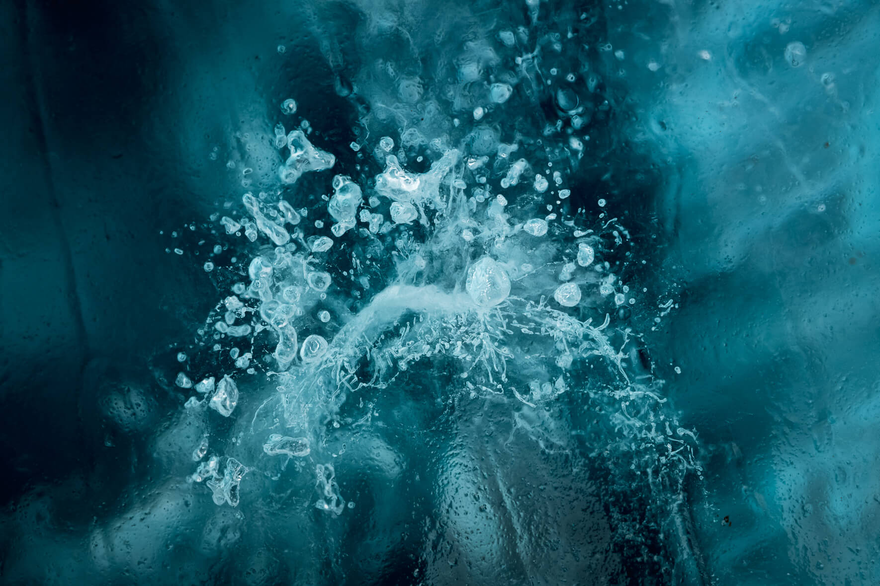 Abstract macro image of air bubbles trapped in glacier ice of Breiðamerkurjökull in Iceland