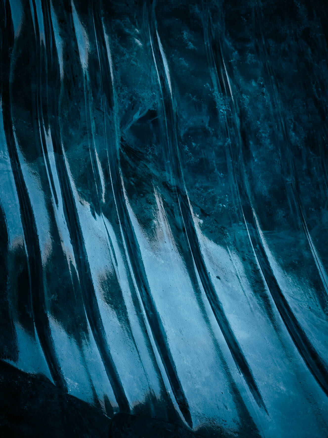 Details of a glacier wall in an ice cave in Iceland
