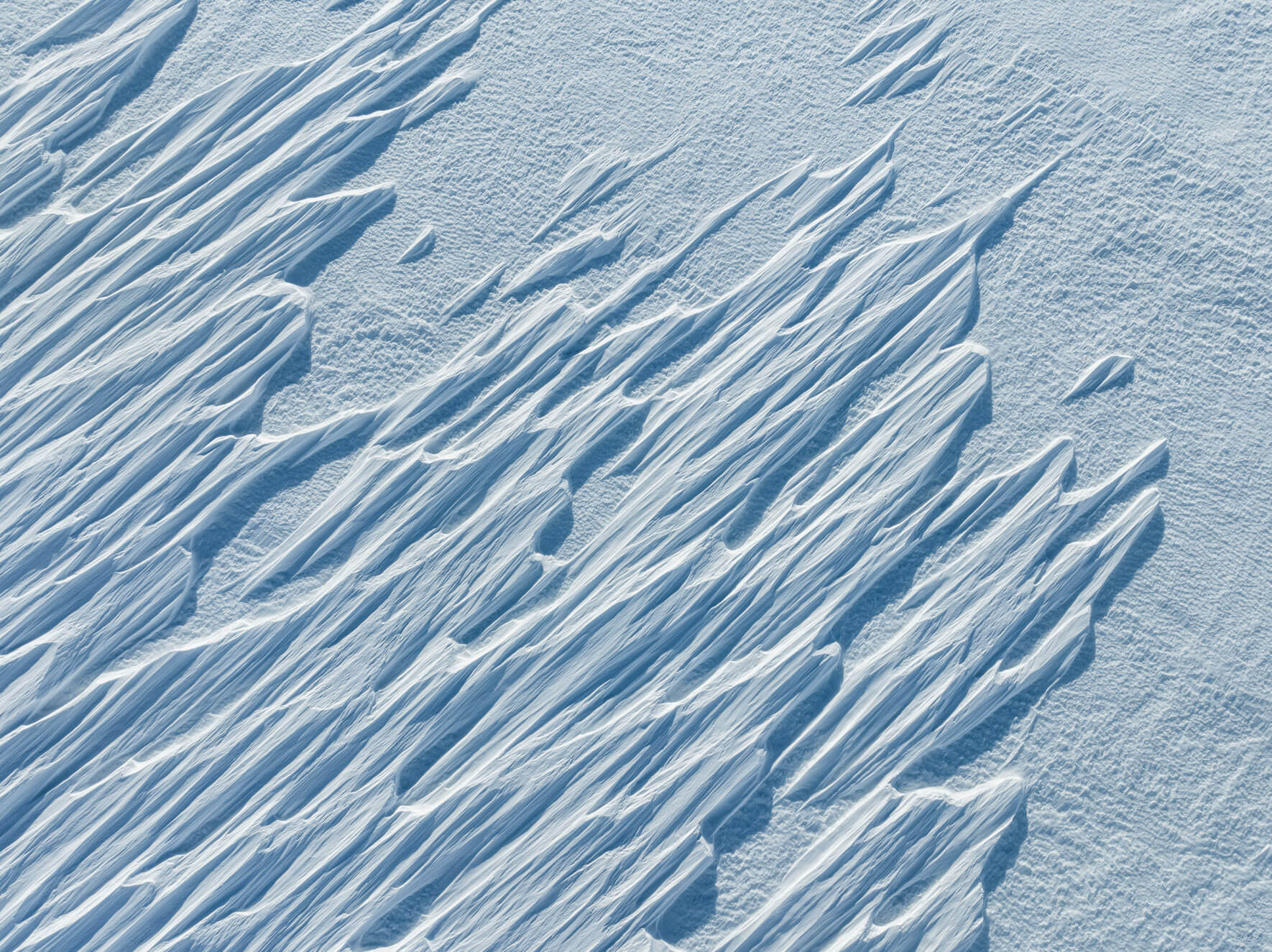 Aerial view of snow drift patterns on the Hardangervidda mountain plateau in Norway