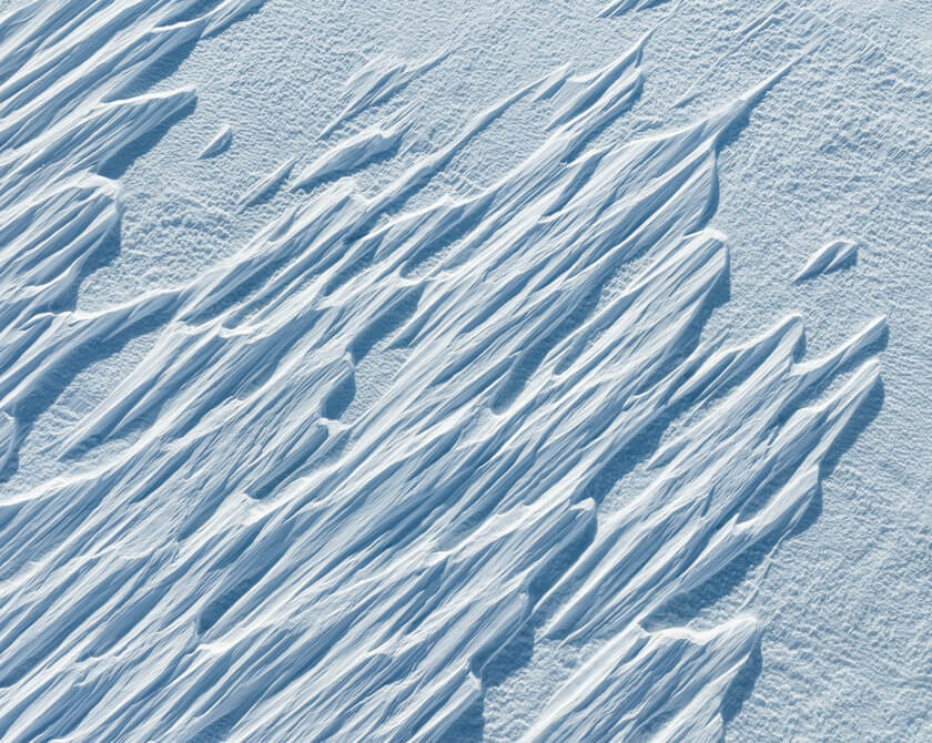 Aerial view of snow drift patterns on the Hardangervidda mountain plateau in Norway