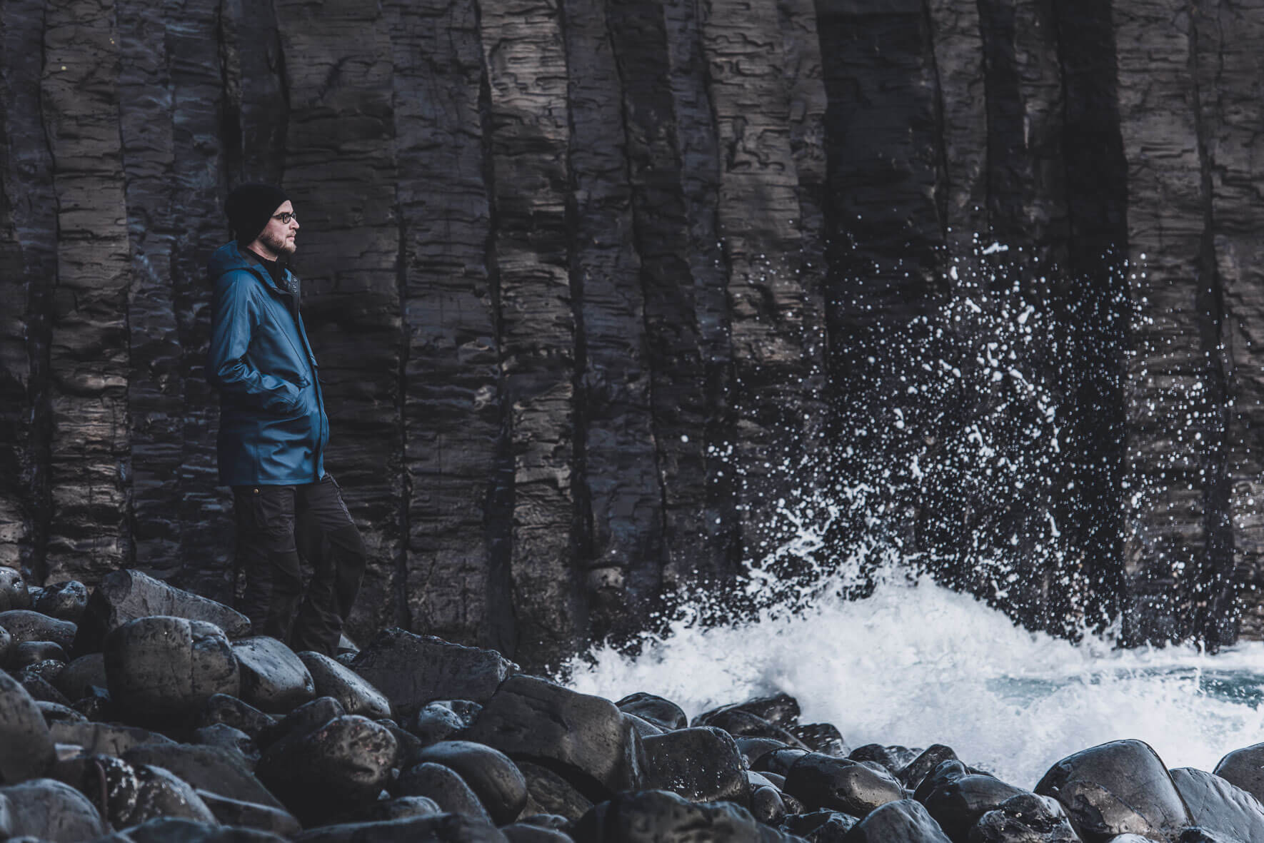 Basalt cliffs on the coast of Froðba