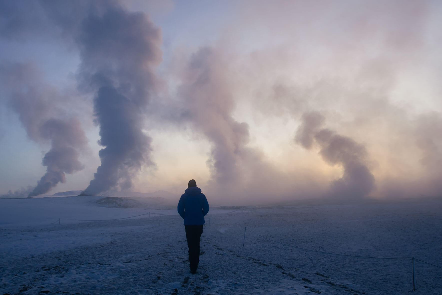 Námaskard geothermal area near lake Mývatn in Winter