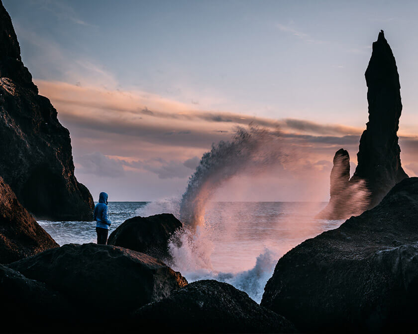 Dramatic coastal landscape of Iceland in Winter