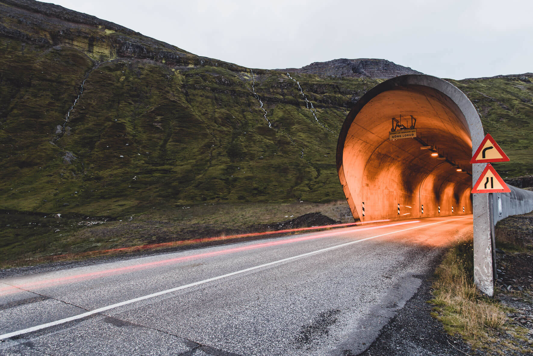 A tunnel near Ísafjörður in the Westfjords of Iceland