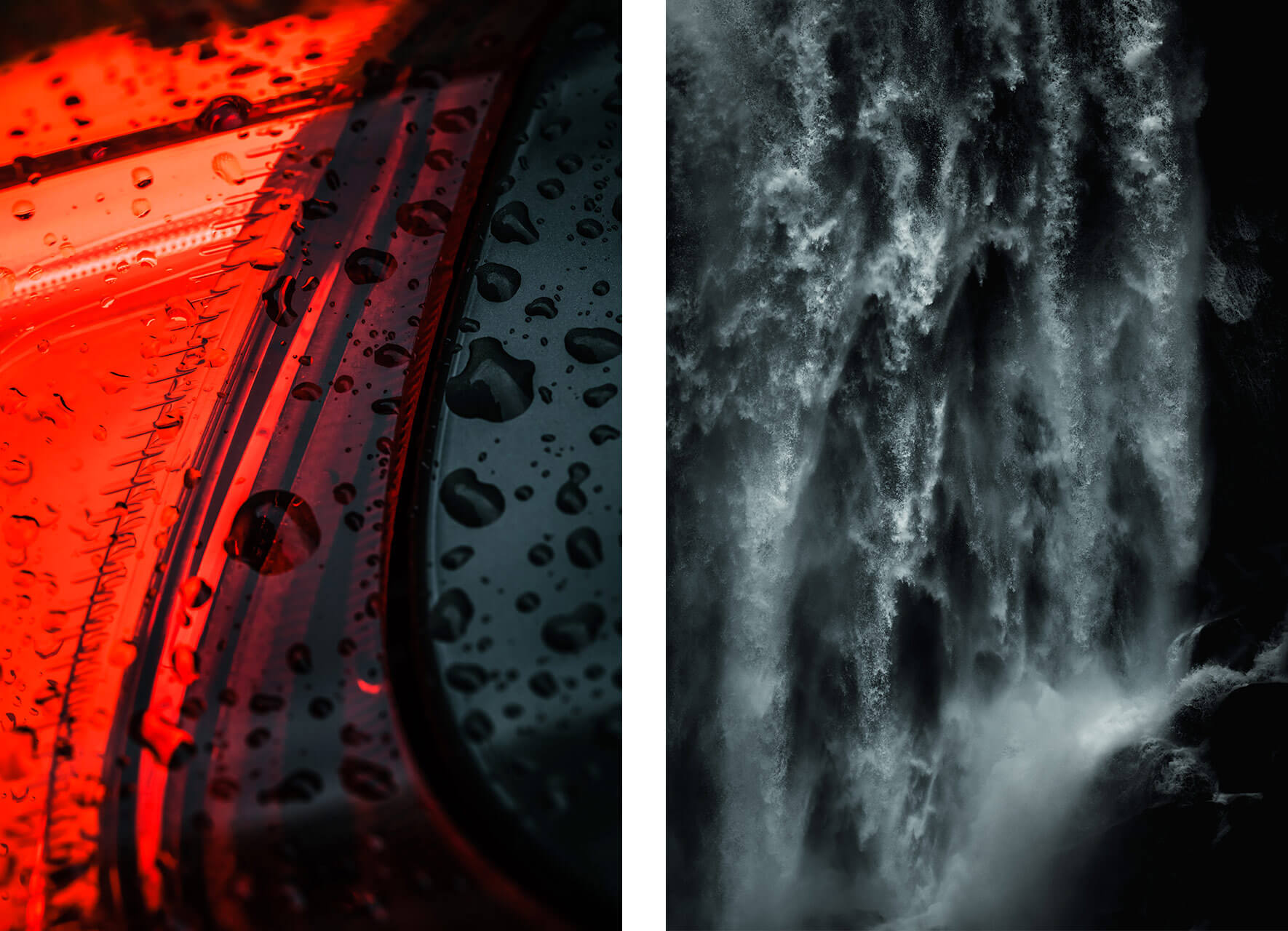 Volvo V90 Cross Country lights and waterfall