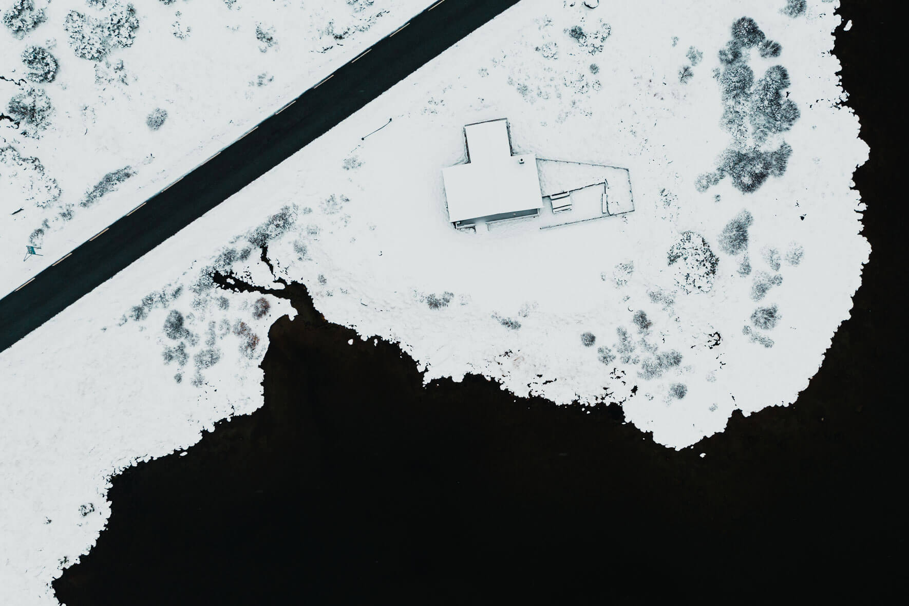 Mountain road with snow landscape