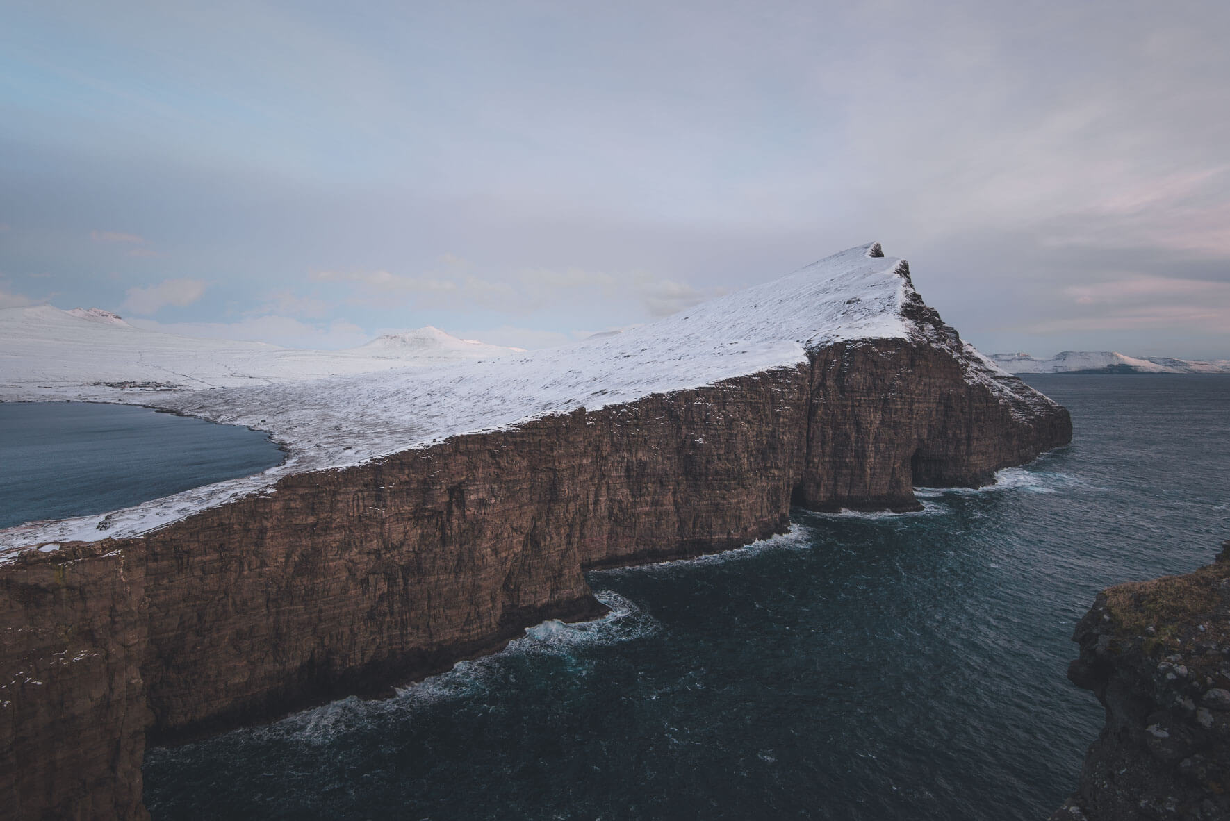 Lake Sørvágsvatn and the coastline on the Faroe Islands