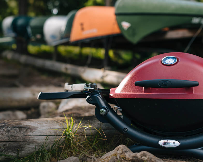 Weber Q 1200 gas grill in summer landscape of Norway