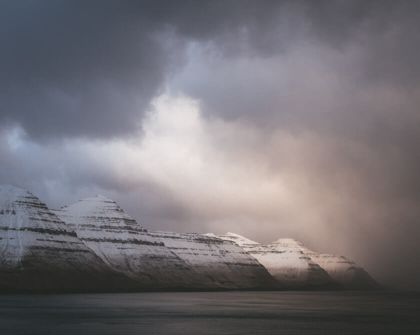 Dramatic clouds over the Faroe Islands in winter