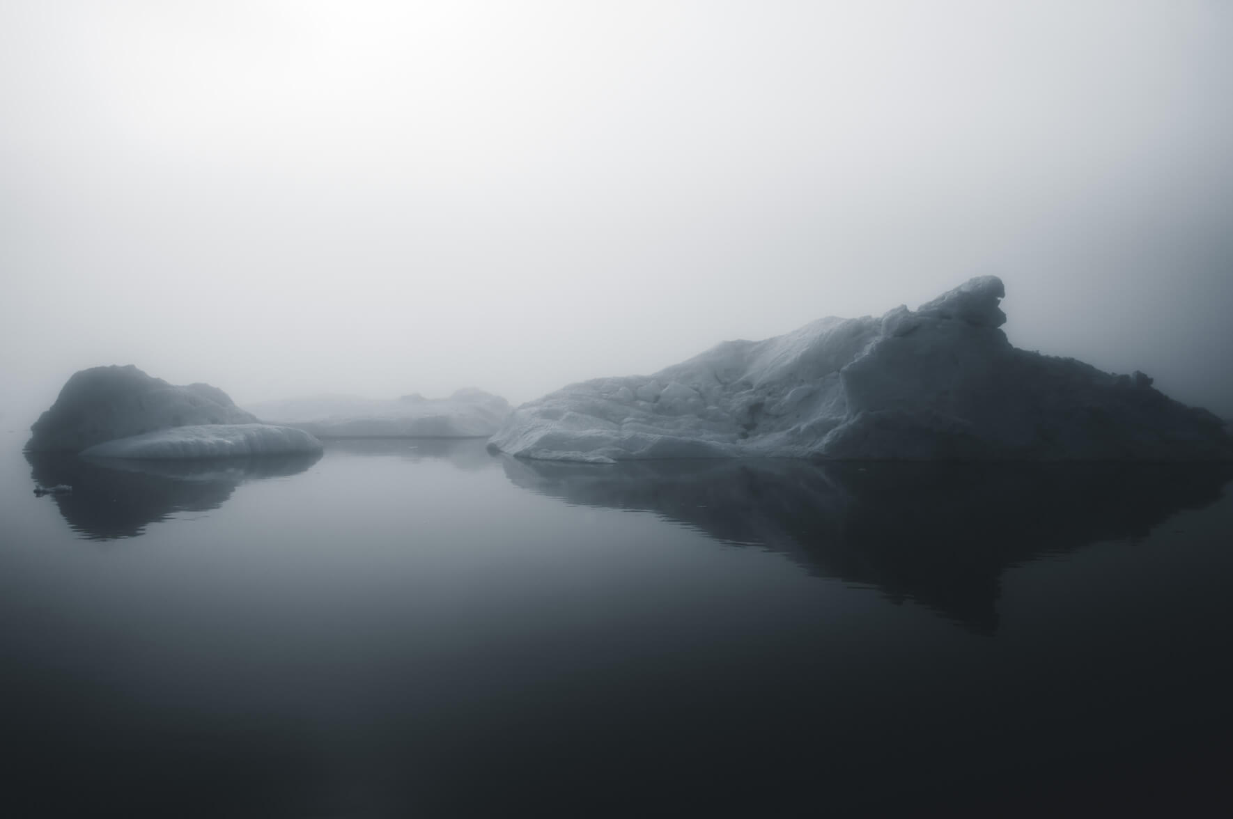 Icebergs in the fog (Disko Bay, Greenland)