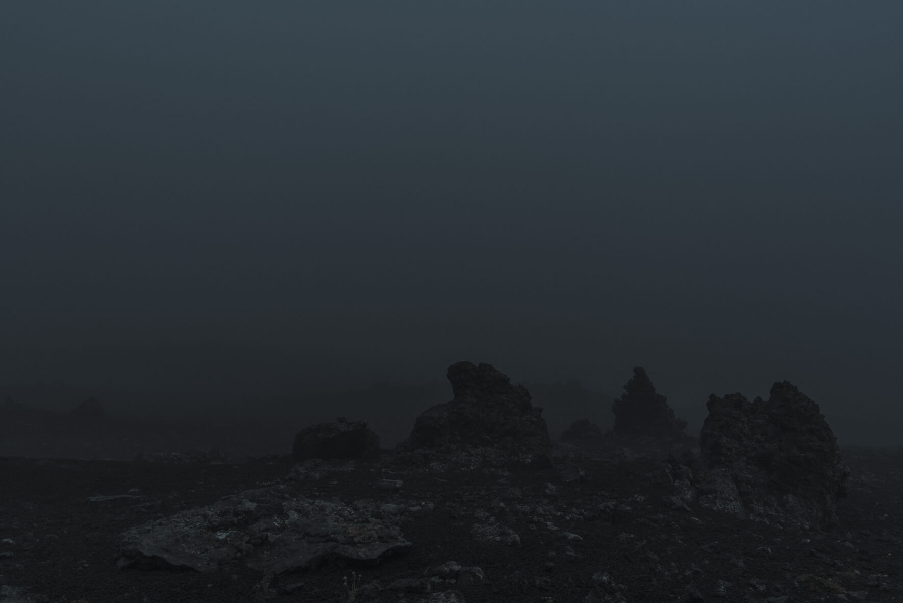 Rocks in the darkness in the Highlands of Iceland