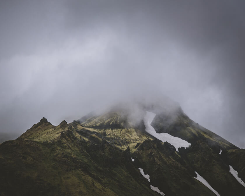 Moody mountains in the Highlands of Iceland