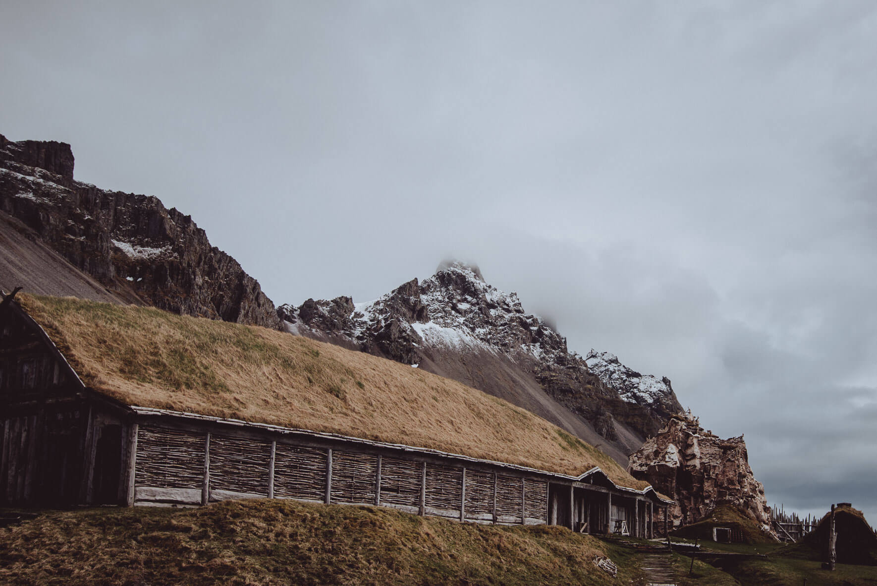 Replica viking village (film set) on the south coast of Iceland near Höfn