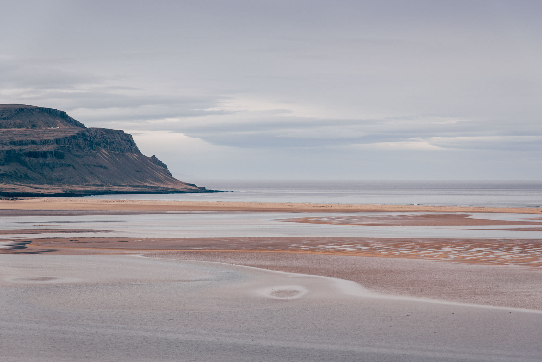 Rauðasandur beach and surrounding mountains in the Westfjords of Iceland