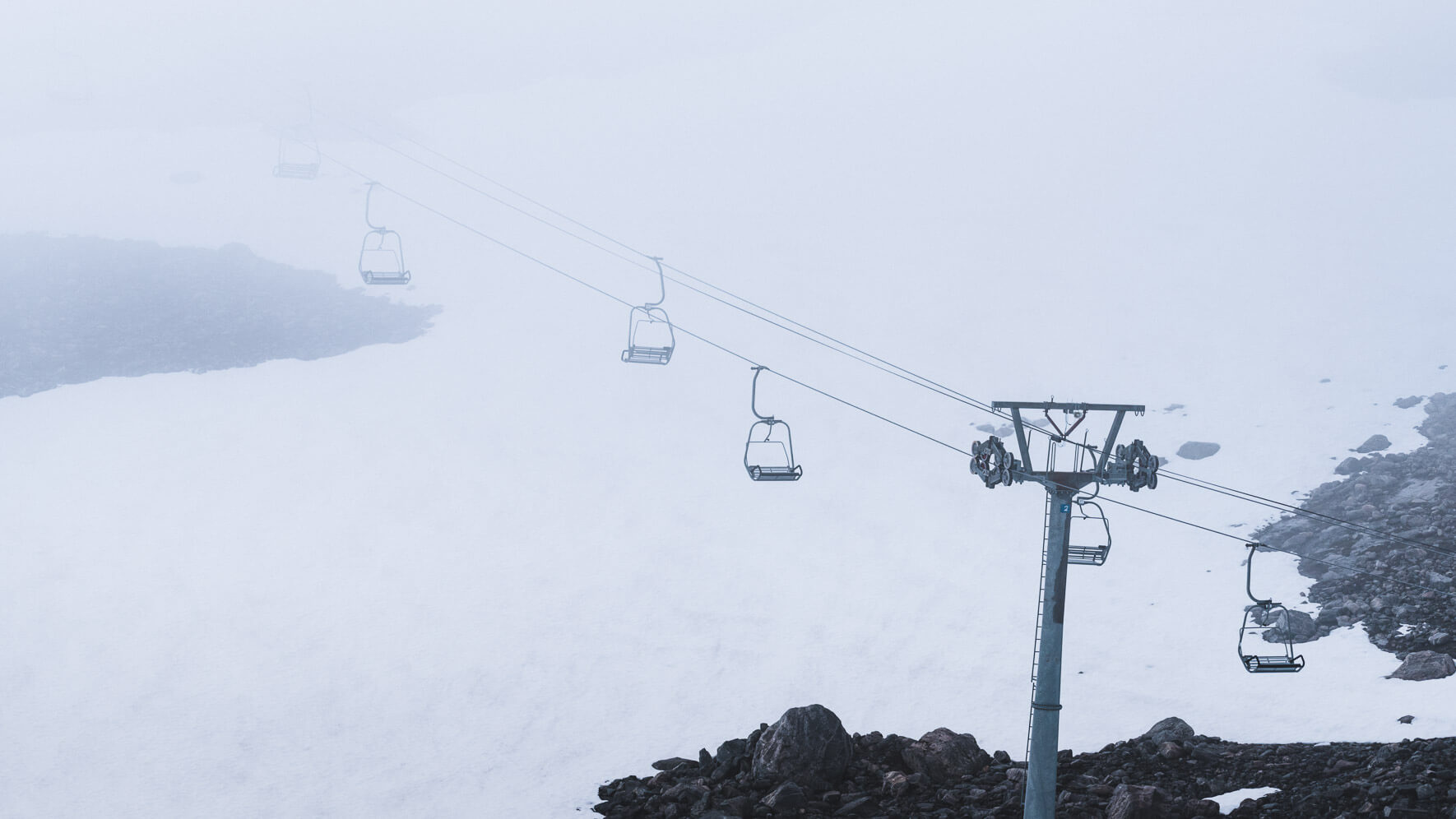 Stryn Summer Ski Centre in Norway in the clouds