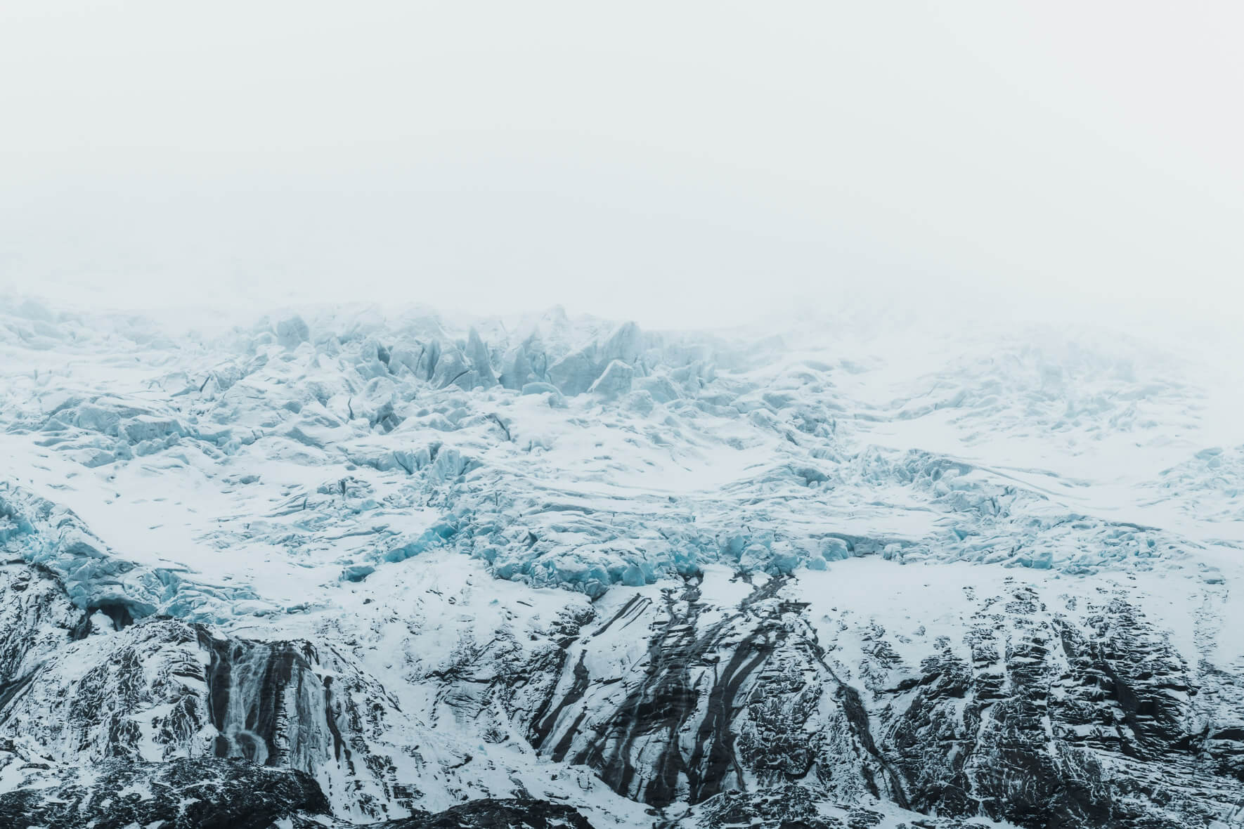 Bergsetbreen glacier in the clouds (Jostedal, Norway)
