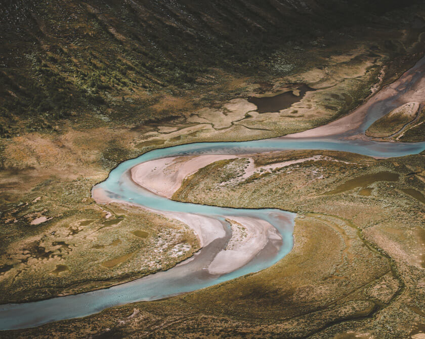 Aerial Photography of a Winding River in Norway