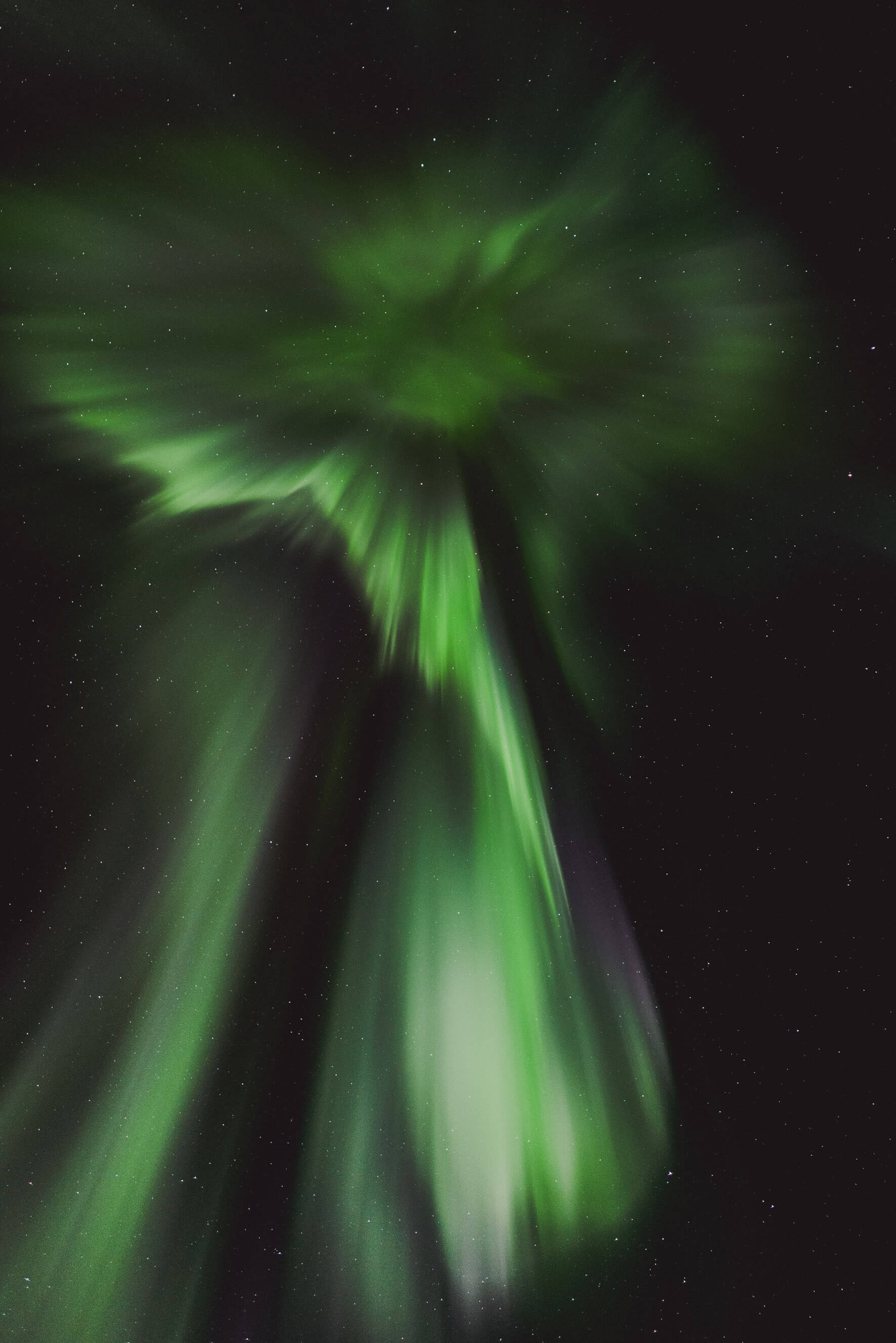 Northern lights corona over the Lofoten Islands in Norway