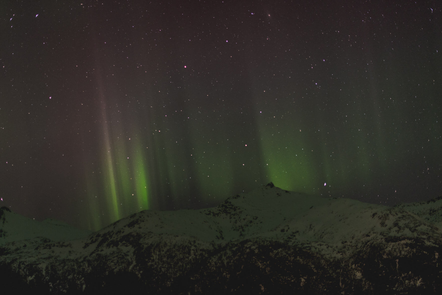 Colorful Northern lights over the Lofoten Islands, Norway