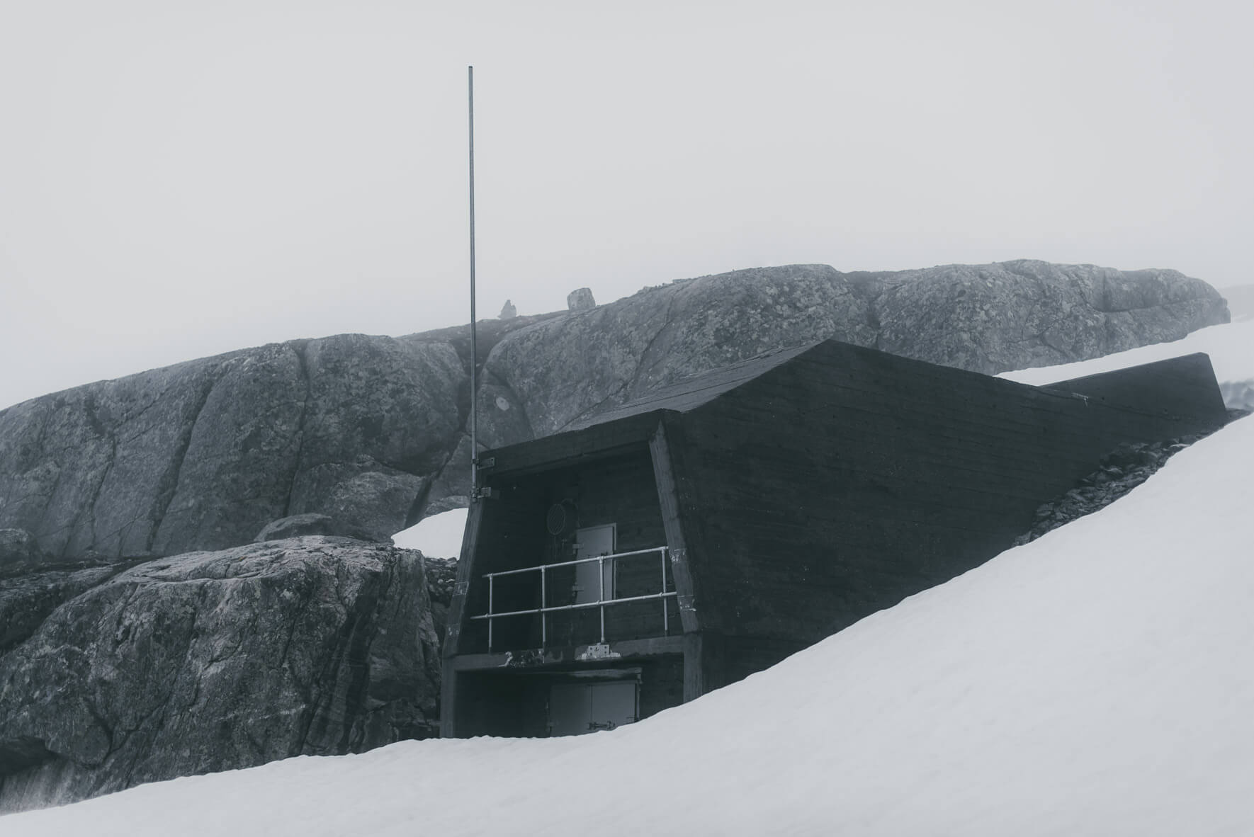 Industrial architecture at the dam project at lake Styggevatnet in Sogn og Fjordane county, Norway