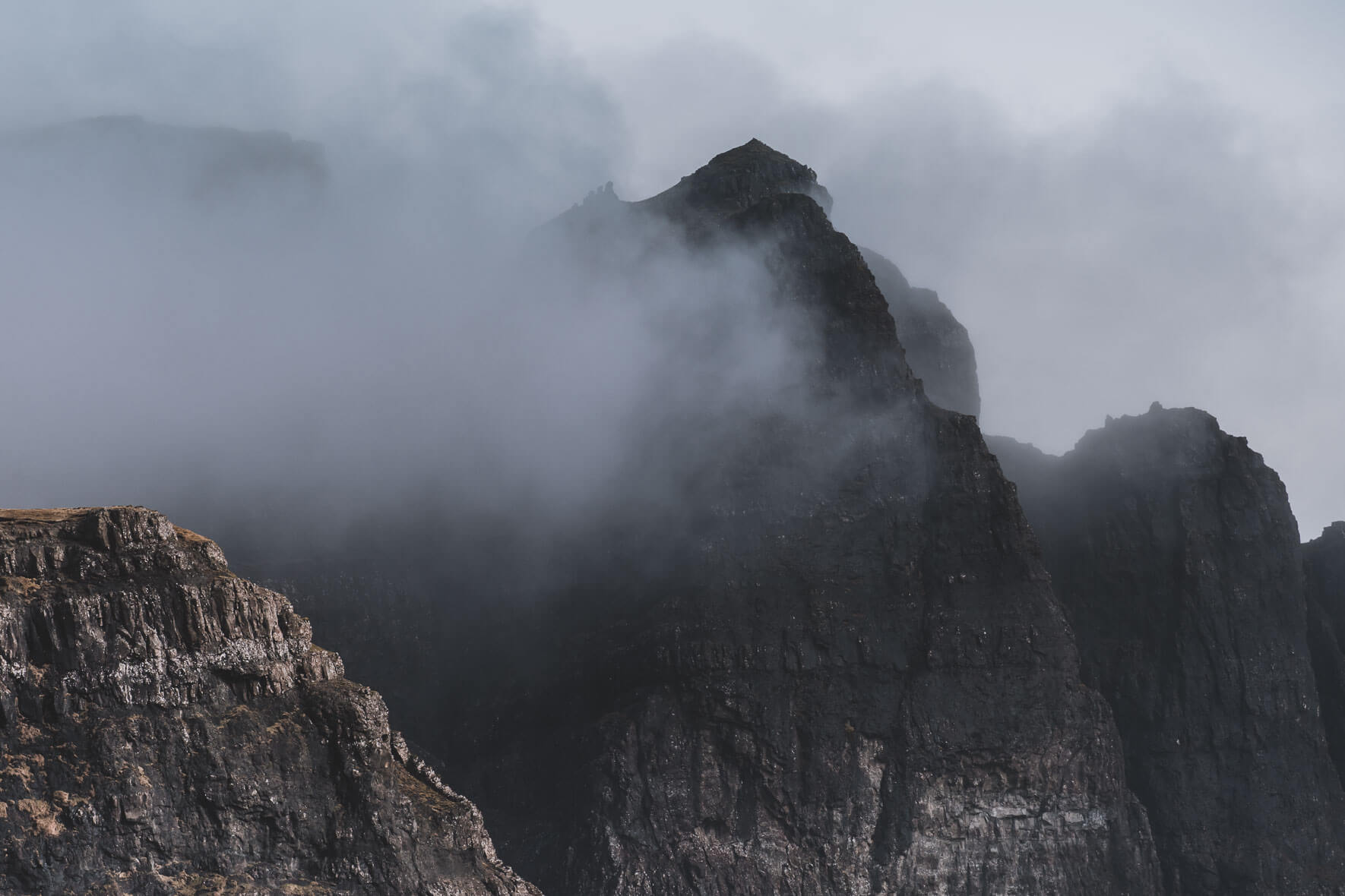 Foggy mountains of Glencoe in Scotland