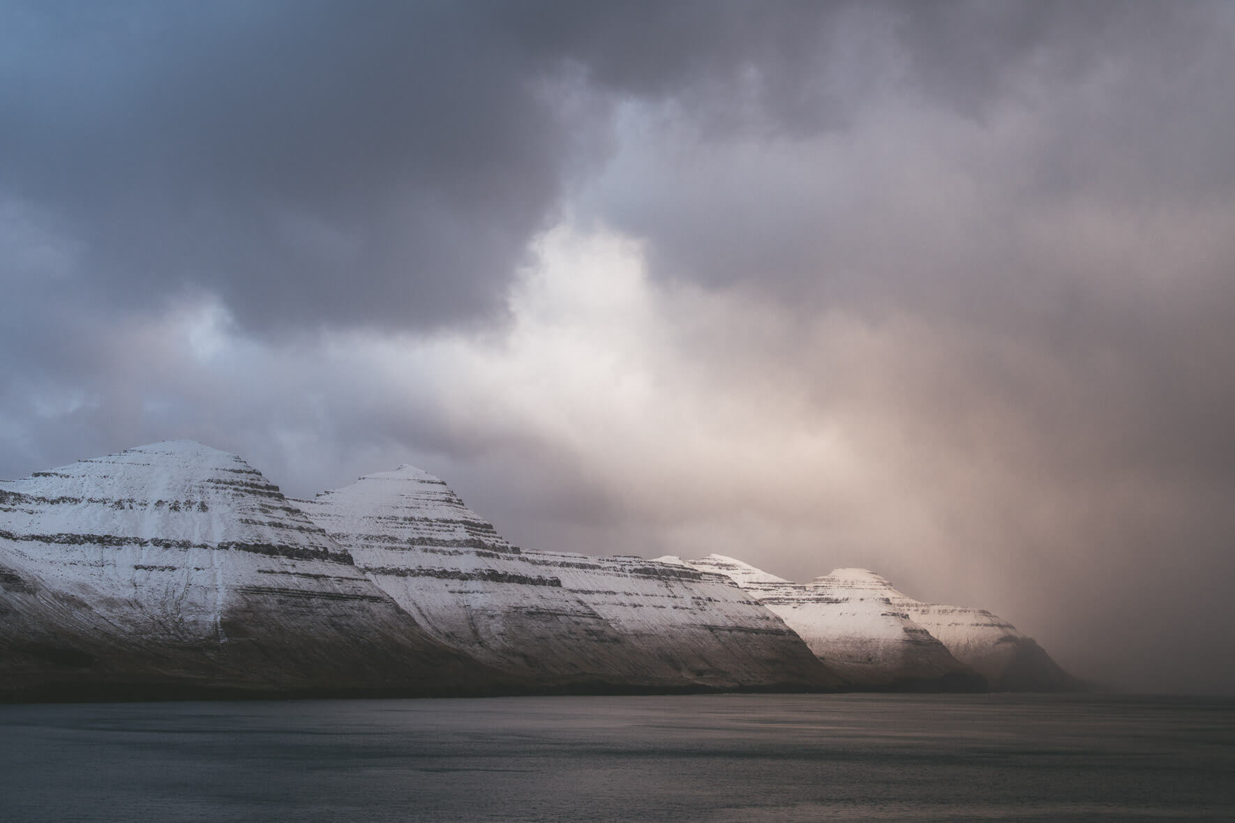 Dramatic winter clouds over the Faroe Islands